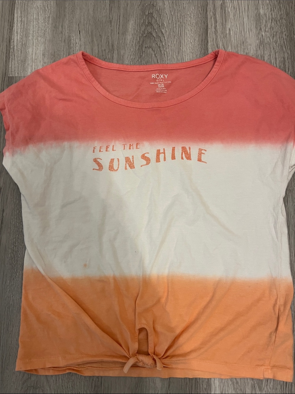 Roxy Dip-Dye Tee in Coral, White & Orange